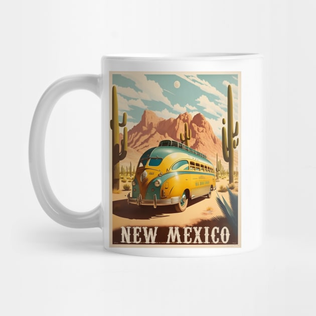 New Mexico Caravan Vintage Travel Art Poster by OldTravelArt